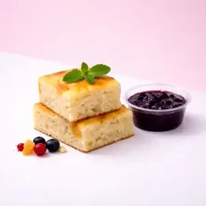 Яблучний бісківіт з смородиново-вершковим соусом
